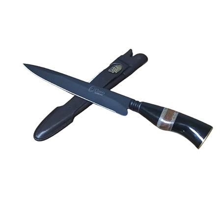 FACA CARBONO COM CABO DE RESINA E MADEIRA PRETA  8 POL - ELMO