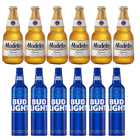KIT 12 CERVEJAS 6 BUD LIGHT 6 MODELO