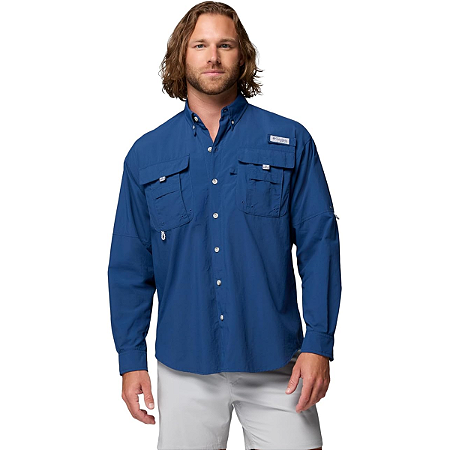 CAMISA COLUMBIA PFG BAHAMA II MANGA LONGA AZUL GG