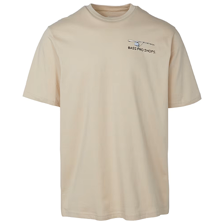 CAMISETA BASS PRO SHOPS PRETA COM ITENS DE PESCA NAS COSTAS
