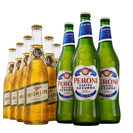 KIT COM 6 CERVEJAS MILLER E PERONI 3 UN CADA