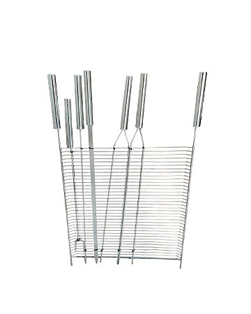 Kit Grelha, Espetos e Garfo Inox 304