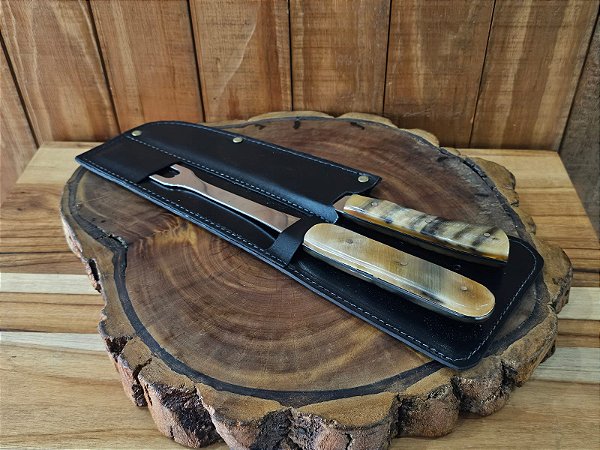 Conjunto Faca e Garfo 8" Aço Cirúrgico Cabo Casco de Cavalo