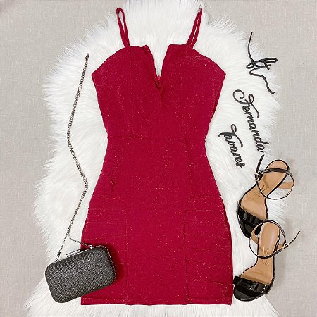 vestido lurex marsala