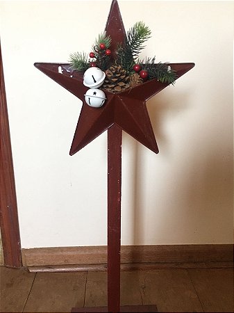 Estrela madeira e metal 73x23cm