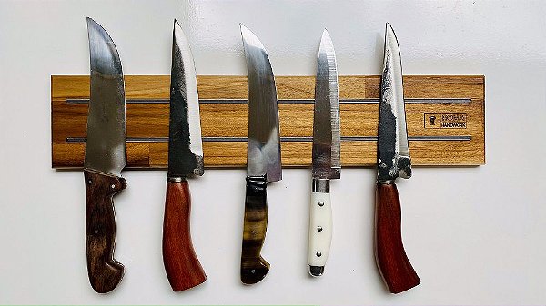 Suporte magnético de facas em madeira para parede 51cm