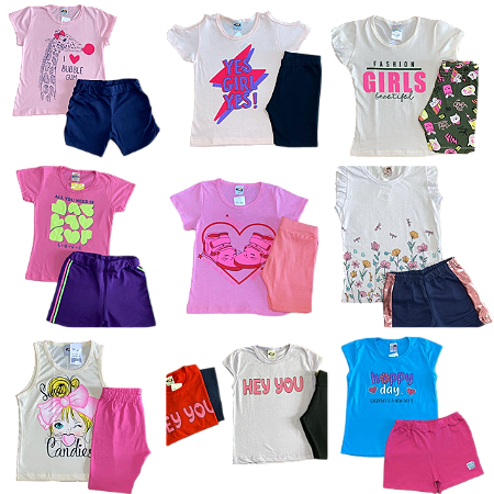 KIT 10 CONJUNTOS FEM.  1 AO 8 ANOS R$16,00