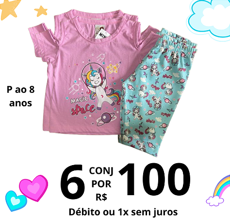 KIT MASC/FEM 6 CONJUNTOS POR R$100,00