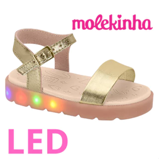 sandália molekinha metalizado led 2741200