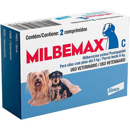 Milbemax Cão (Ate 5kg) - 2 comprimidos