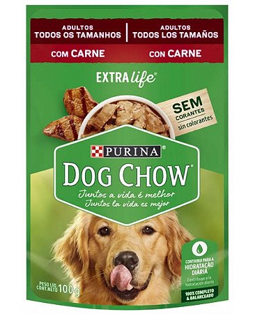 Sache Dog Chow Cães Adultos All Breeds Carne 100g