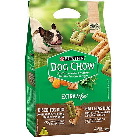 Biscoito Dog Chow Duo Adultos All Breeds Frango/Cenoura/Espinafre 1kg