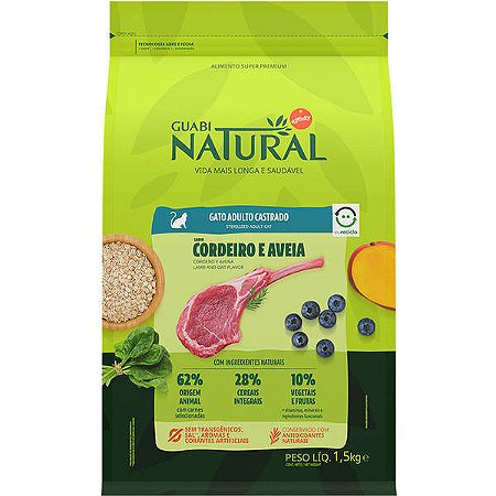 Guabi Natural Gatos Castrados Cordeiro 1,5kg