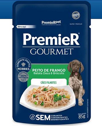 Sache Premier Gourmet Cães Filhotes Frango/Batata Doce/Brocolis 85g