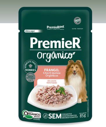 Sache Premier Gourmet Organico Cães Adultos Raças Pequenas Frango/Chia/Quinoa 85g