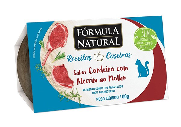 Fórmula Natural Receitas Caseiras Gatos Adultos Cordeiro/Alecrim ao Molho 100g