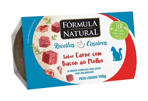 Formula Natural Receitas Caseiras Gatos Adultos Carne/Bacon ao Molho 100g