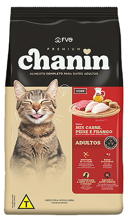 Chanin Gatos Adultos Mix Coex Carne/Peixe/Frango 25kg