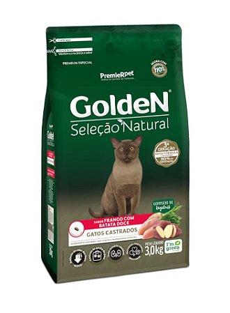 Golden Seleção Natural Gatos Castrados Frango/Batata Doce 10kg