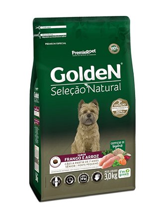 Golden Seleção Natural Cães Senior 7+ Mini Bits Frango 10kg