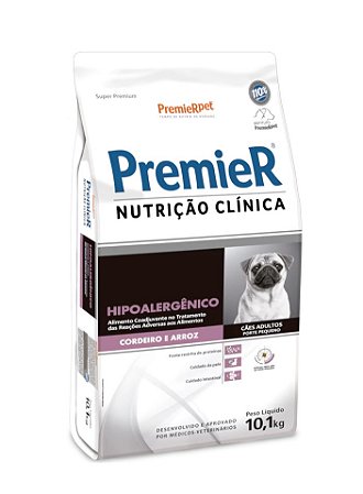 Premier Nutrição Clinica Cães Adultos Hypoallergenic Cordeiro/Arroz Raças Pequenas 10kg