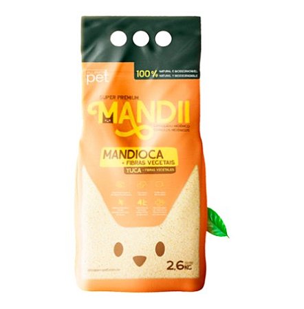 Areia Granulado Biodegradável Mandioca Fina Mandii 2,6Kg