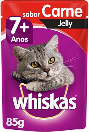 Sache Whiskas Gatos Senior 7+ Jelly Carne ao Molho 85g