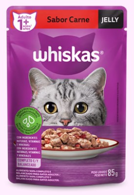 Sache Whiskas Gatos Adultos Jelly Carne 85g