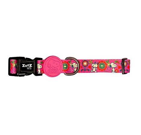 Coleira Zooz Pets Snoopy - Pink Flower - Tam. M