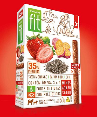 Snack Spin Pet Stick Fit Morango/Batata doce/Chia 50g