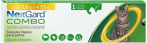Nexgard Combo Gatos de 2,5kg a 7,5kg - 1 Pipeta