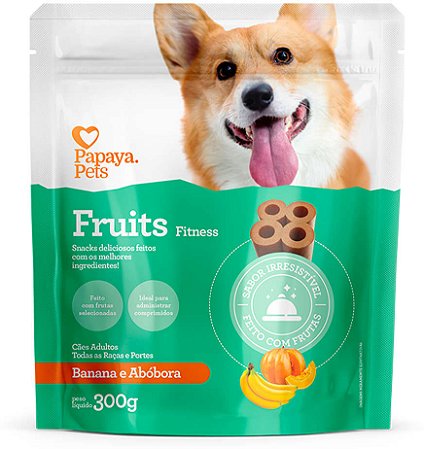 Snack Papaya Pets Cães Adultos Fruits Fitness [Banana/Abobora] 300g