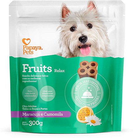 Snack Papaya Pets Cães Adultos Fruits Relax [Maracujá/Camomila] 300g