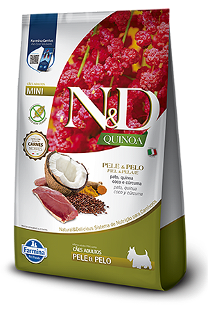 N&D Quinoa Cães Adultos Raças Mini Pele & Pelo Pato 2,5kg