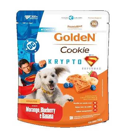 Biscoito Golden Cookie Cães Adultos Raças Pequenas Crypto Morango/Blueberry/Banana 350g