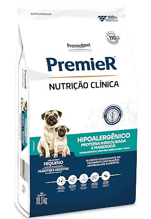 Premier Nutrição Clinica Cães Adultos Hypoallergenic Proteina Hidrolisada/Mandioca Raças Pequenas 10kg