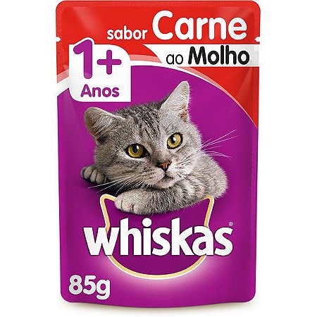 Sache Whiskas Gatos Adultos Carne ao Molho 85g