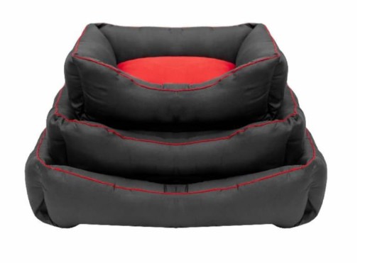 Kit 3 Camas Retangular [P,M,G] c/ ziper - Preto/Vermelha