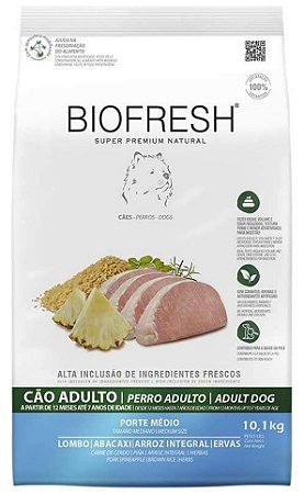 Biofresh Cães Adultos Raças Medias Lombo/Abacaxi 10kg