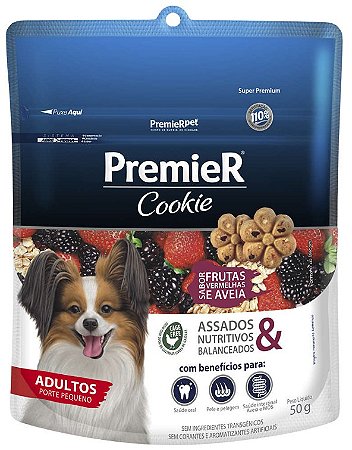 Biscoito Premier Cookie Cães Adultos Raças Pequenas Frutas Vermelhas 50g