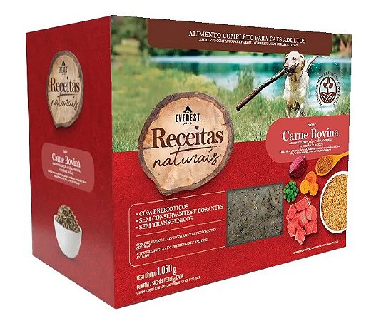 Everest Receita Naturais Cães Adultos Carne 1,050kg