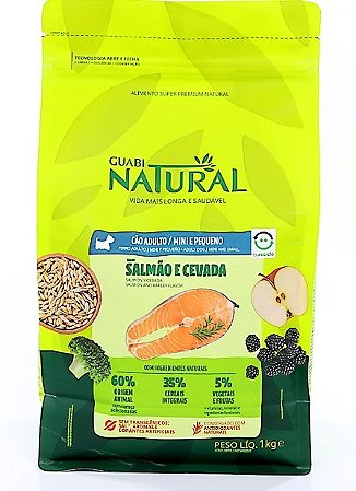 Guabi Natural Cães Adultos Raças Mini/Pequenas Salmão/Cevada 10kg