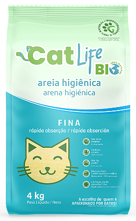 Areia Granulado Biodegradável Mandioca Cat Life Fina 2kg