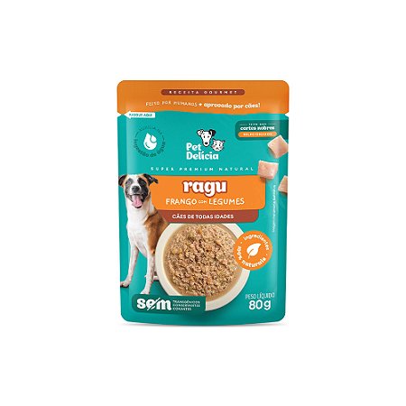 Sache Petdelicia Cães Filhotes/Adultos Ragu Frango/Legumes 80g