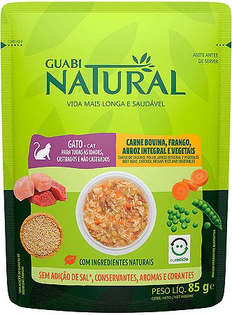 Sache Guabi Natural Gatos Carne/Frango/Arroz/Vegetais 85g