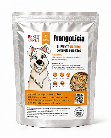 Alimentação Natural Best2Pet Cães Adultos Frangolícia Gourmet 400g