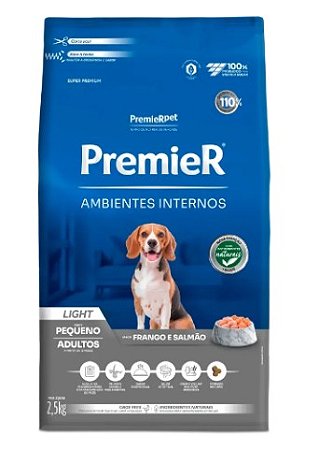 Premier Ambientes Internos Cães Adultos Light Raças Pequenas 2,5kg