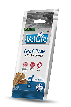 Snack N&D Dental Pork&Potato Cães Adultos Raças Media/Maxi 100g [7 unidades]