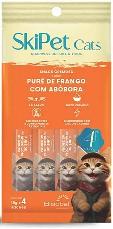 Skipets Creamy Gatos Frango/Abobora 60g (4 unidades)