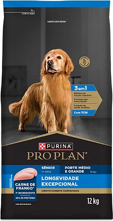 Pro Plan® Longevidade Excepcional 7+ Cães Senior Raças Medias/Grandes12kg